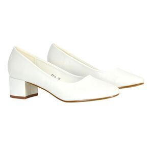 XY London Womens/Ladies Liberty Low Block Heel Court Shoes / White